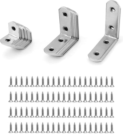 RVS Hoekbeugels Set van 28 Stuks, 90 Graden L-vormige Beugels voor Meubelmontage, 16x20mm, 16x40mm, 16x50mm, Duurzaam en Sterk voor Verbetering van Meubelstructuur