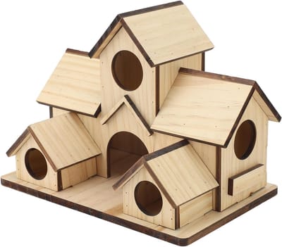 Houten Vogelhuisje voor Schilderen, Hangend Decoratief Vogelhuisje voor Binnen en Buiten, Tuinaccessoires 20x15x13cm
