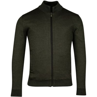 Baileys Vest Cardigan Zip Lined Allover 2 Color Knit Donker Groen / male