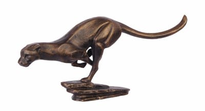 Metalen beeld - Rennende Luipaard - Brons look - 13 cm hoog