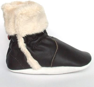 Aapie leren babyslofjes Eskimo Brown - laarsjes - bruin - gevoerd - maat S