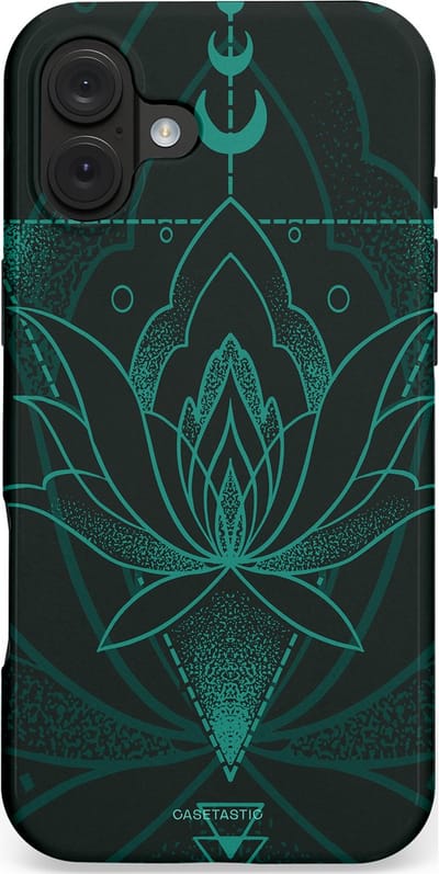 Casetastic hoesje geschikt voor Apple iPhone 16 Plus - MagSafe - Dubbellaagse bescherming - Lotus Zen - Fashion Case - Zwart Petrol