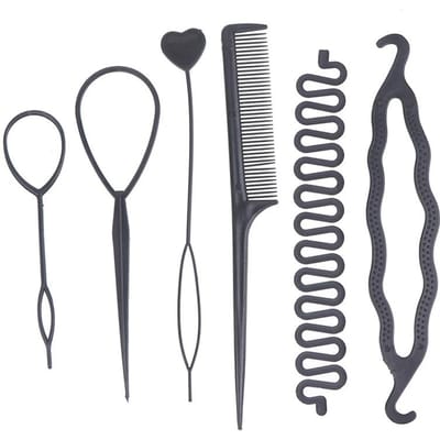 Ensemble d'outils de coiffure DIY Tresseur Accessoires Épingle à cheveux Twist Chignon Barrettes Clips Pour Femmes Coiffure noir