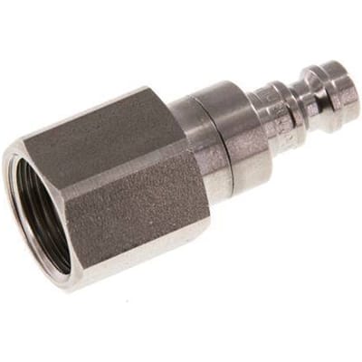 RVS DN 5 Luchtkoppeling Insteeknippel G 3/8 inch Binnendraad Double Shut-Off - CLP5-F-S-SV-038