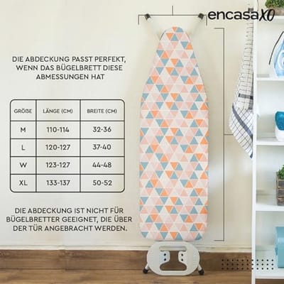 Strijkplankhoezen 125 x 46 cm met Elastische Bevestiging en Dikke Viltvulling - Terrazzo Mint