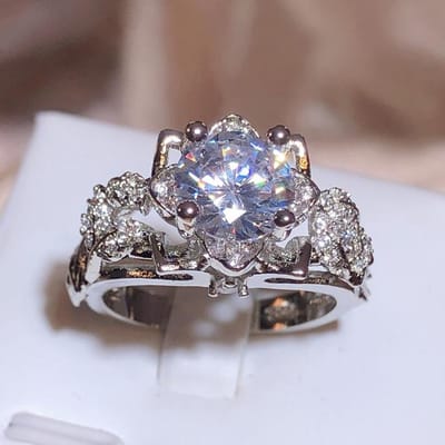 Luxe Stralende Witte Zirkonia Ring Dames Feest Bruiloft 925 Keurmerk Mode Vijfhoek Ring Sieraden Groothandel 8