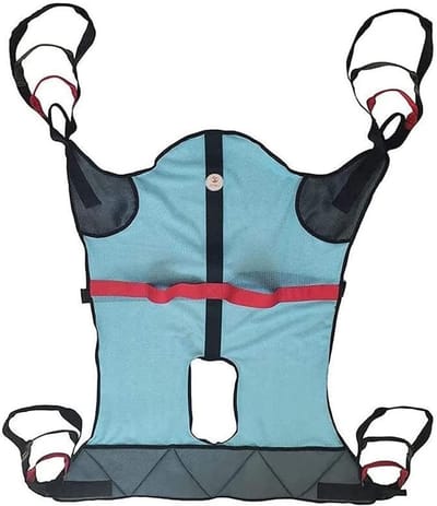 Patiënt Tilband - Transferband Commode - Hulp bij toiletgang - Met opening voor toiletgebruik - 4 versterkte punten - Blauw