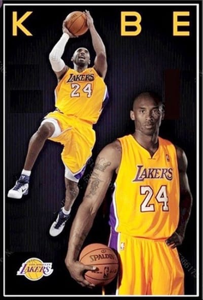 Allernieuwste.nl® Canvas Schilderij Basketballer Topspeler Kobe Bryant - Basketbal Sport - Kleur - 50 x 70 cm