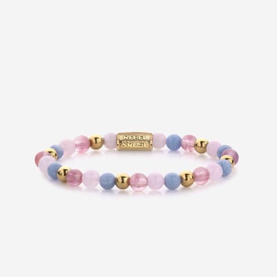 Rebel and Rose RR-60055-G Rekarmband Beads Pink Summer Vibes paars-roze-goudkleurig 6 mm M 17,5 cm