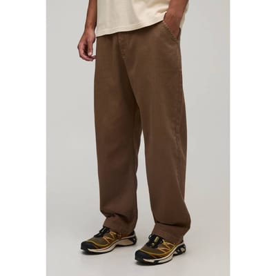Skate Fit Crop Broek Met Half & Half Tailleband In Gewassen Twill | Tobacco | Size XS