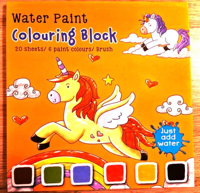 Waterverf kleurboek met unicorn / eenhoorn / paard / pony (dieren), compleet met kwast en verf (creatief kleuren / schilderen / verven voor kleine kinderen / kinderfeestje!)
