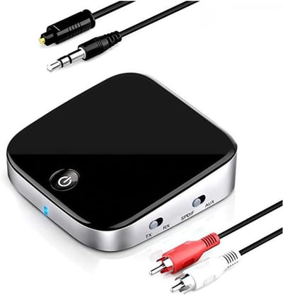 Vliegtuig Adapter - Zender Ontvanger - Draadloos Geluid Streamen - Dubbele Hoofdtelefoon Ondersteuning - 3.5mm AUX Optisch - Zwart