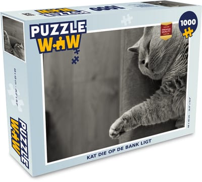 Puzzel Kat die op de bank ligt - Legpuzzel - Puzzel 1000 stukjes volwassenen