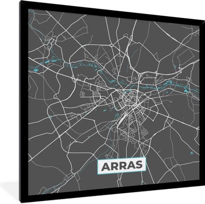 Fotolijst incl. Poster - Arras - Frankrijk - Plattegrond - Stadskaart - Kaart - 40x40 cm - Posterlijst