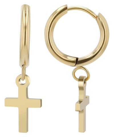 AKZENT Accent Unisex Oorbel Duncan Akzent Hoop Oorbellen "Duncan" met kruishanger, roestvrij staal