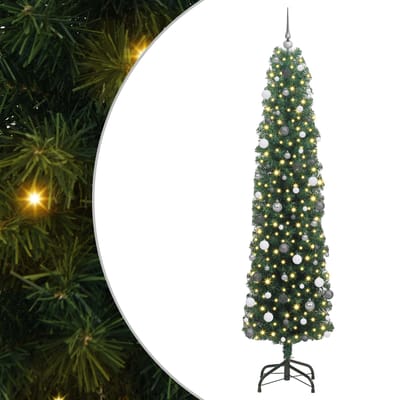 vidaXL Kunstkerstboom Groen 240 cm PVC en Staal en Kunststof