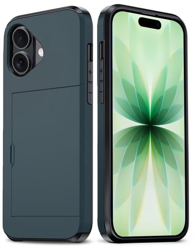 Hoes Geschikt voor iPhone 17 Hoesje Hard Case Met Pas Houder - Hoesje Geschikt voor iPhone 17 Hoes Shockproof Hard Cover Met Kaarthouder - Donkerblauw