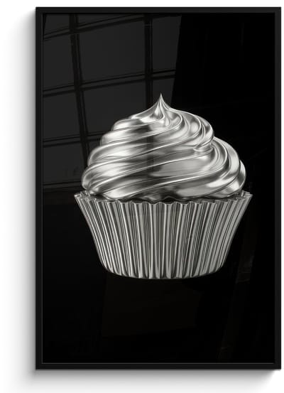 Poster in lijst - Fotolijst 80x120 cm - Posters - Cupcake - Luxueus - Zilver - Posterlijst zwart - Decoratie - Wanddecoratie woonkamer - Muurdecoratie slaapkamer