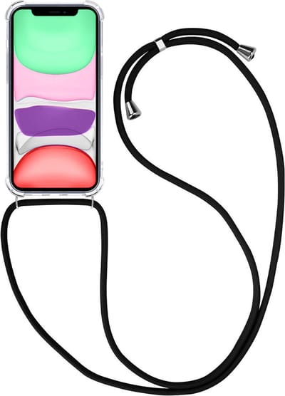 Hoesje - Geschikt voor Apple iPhone X - Met Koord - Shock Proof - Siliconen Case - Telefoonkoord - Back Cover - Telefoon Hoes Shockproof - Telefoonketting - Telefoonhoes - Transparant