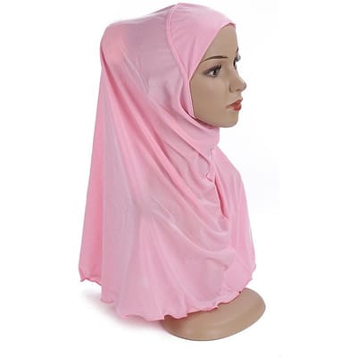 Ramadan Hijabs Sjaal Voor Kinderen Meisje 7 Tot 12 Jaar Oude Moslim Islamitische Sjaals Zachte Elastische Hoofddoek Maleisië Meisje Kinderen Hijabs 60cm gray