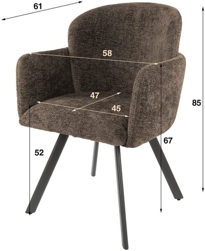 Giga Meubel Eetkamerstoel Embrace - Taupe - Draaibaar - Set van 2
