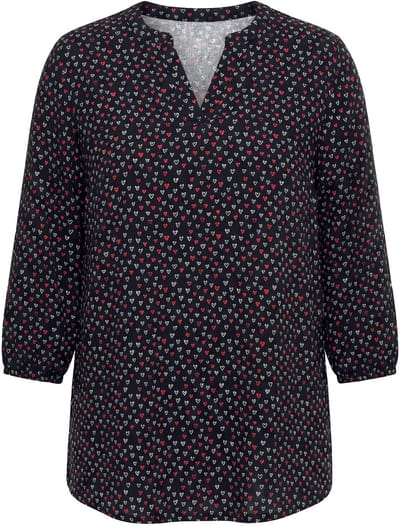 Angel of Style - Dames - Blouse A-lijn viscose hartmotief 3/4-mouwen - Zwart - Maat 44