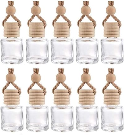 10 stuks 8 ml hangende flessen voor luchtverfrisser - lege glazen flessen voor aromatherapie en etherische oliën voor auto, kantoor of thuis om zelf te vullen