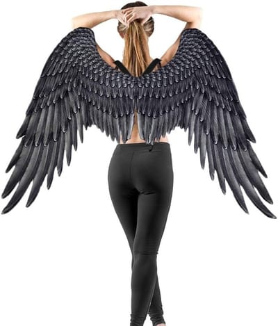 3D Engel Vleugels voor Halloween Kostuum Accessoires - Zwarte Fleece Feestvleugels voor Volwassenen, Carnaval en Cosplay