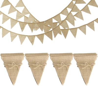 Solidchoice - 4-delige Jute Bunting voor Buiten, Weerbestendig