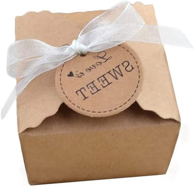 Set van 50 Vintage Kraft Papieren Cadeauboxen met 50 Netjes en 50 Labels voor Cadeauverpakking, Perfect voor Feestdagen en Verjaardagen