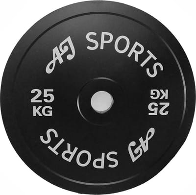 AJ-Sports Olympische Halterschijf 25 kg – Gietijzer – 50 mm Boring – Tri-Grip met 3 Handgrepen – Zwart – Per Stuk