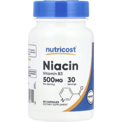Nutricost, Niacine, 500 mg, 30 capsules