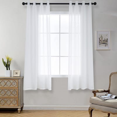 Dailygoods- Voile Gordijnen Met Ringen - Decoratieve Sjaals - Doorzichtig - Set Van 2 - Wasbaar - H 160 x B 140 cm