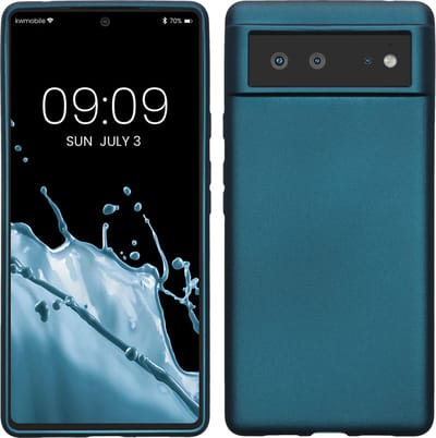 kwmobile telefoonhoesje geschikt voor Google Pixel 6 - Hoesje voor smartphone - Back cover in Metallic carabisch blauw