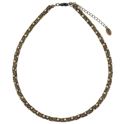 Behave – Ketting – Antiek Goudkleurig – Champagne En Cognacbruine Kristallen – Nikkelvrij