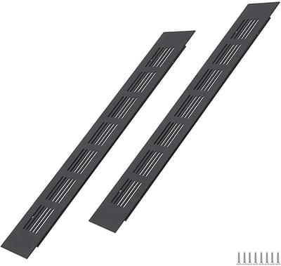 Dailygoods- Ventilatierooster 300x50mm - 2 stuks - Aluminium - Zwart - Eenvoudige montage - Verbeterde luchtcirculatie - Ontluchtingsrooster