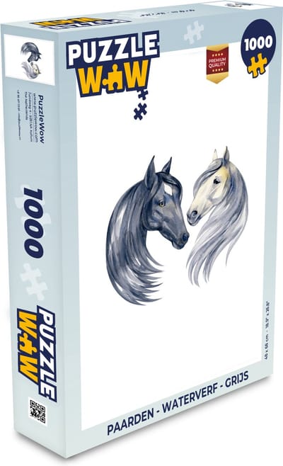Puzzel Paarden - Waterverf - Grijs - Meisjes - Kinderen - Meiden - Legpuzzel - Puzzel 1000 stukjes volwassenen