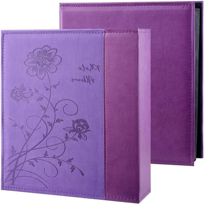 Fotoalbum voor 400 Foto's - Extra Grote Capaciteit, Lederen Hoes voor Trouwen en Familieherinneringen, Geschikt voor 10x15cm Afbeeldingen (Paars)