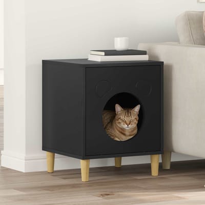 vidaXL Kattenhuis Zwart 42,5 x 40 x 53 cm Bewerkt hout