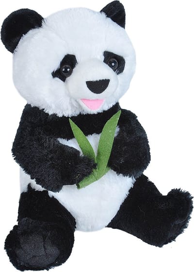 Wild Republic Pluche panda beer knuffel - zwart/wit - 25 cm - speelgoed dieren - polyester stof - cadeau