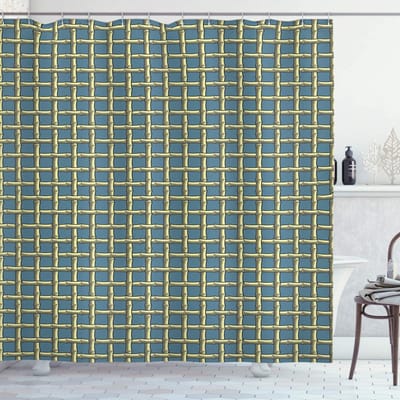 ABAKUHAUS Douchegordijn – Geometrisch bedrukt – 175x180 cm – Geel/Grijs