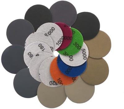 Ronde schuurdiscs van 80 mm, 24 stuks, nat schuurpapier voor hout en metaal, diverse korrelgroottes 1000-5000