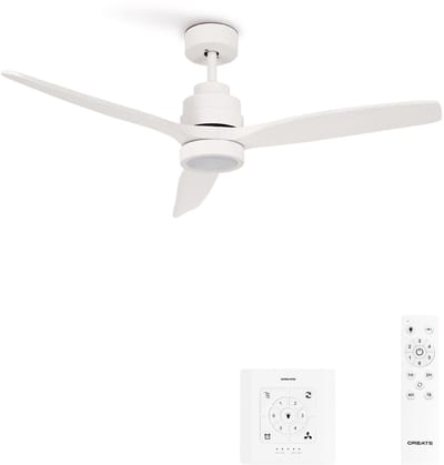 CREATE - Stille plafondventilator van 40 W met technische ABS-bladen, verkrijgbaar in verschillende maten - S - Met licht - Controller voor wandmontage - WIND STYLANCE