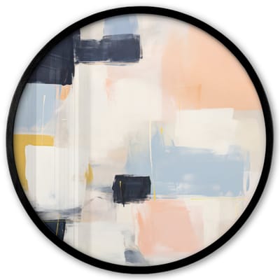 Poster in lijst Rond - Fotolijst 40x40 cm - Posters - Kunst - Wit - Abstract - Modern - Ronde posterlijst zwart - Decoratie - Wanddecoratie woonkamer - Muurdecoratie slaapkamer