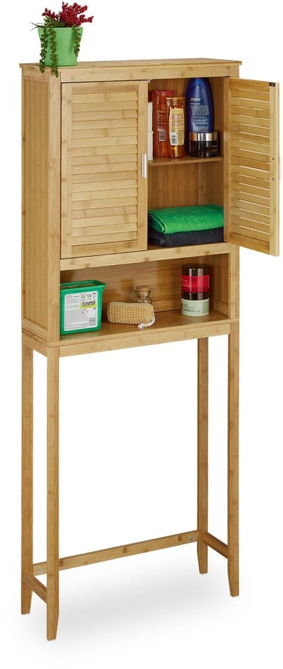wasmachine ombouw kast - met deuren - 176x70x22,5 cm - rek - bamboe