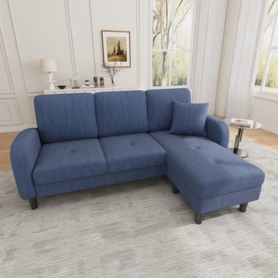 BLACKCOLORS 166 x 118 x 77 cm, L-vormige hoekbank met chaise longue – 3-zitsbank, corduroy stof, kunststof poten, modulair ontwerp, ideaal voor woonkamers, appartementen en kantoren