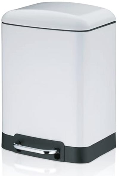 Prullenbak 6L met Pedaal en Silent-Close Systeem, Roestvrij Staal, Wit