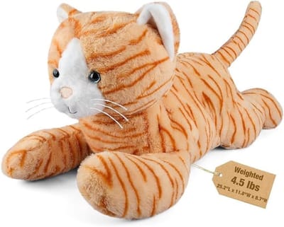 RONN® Verzwaaringsknuffel - Verzwaarde Knuffel - Spanningskuffel - Tijger - Oranje - ‎26cm x 13cm x 69cm