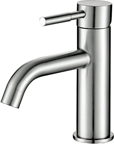 Hudor Wastafelkraan Chroom - Erymanthe Collectie - Moderne Wastafelmengkraan - Strakke Sculpturale Lijnen - 100% Gerecycled Messing - 30% Waterbesparing