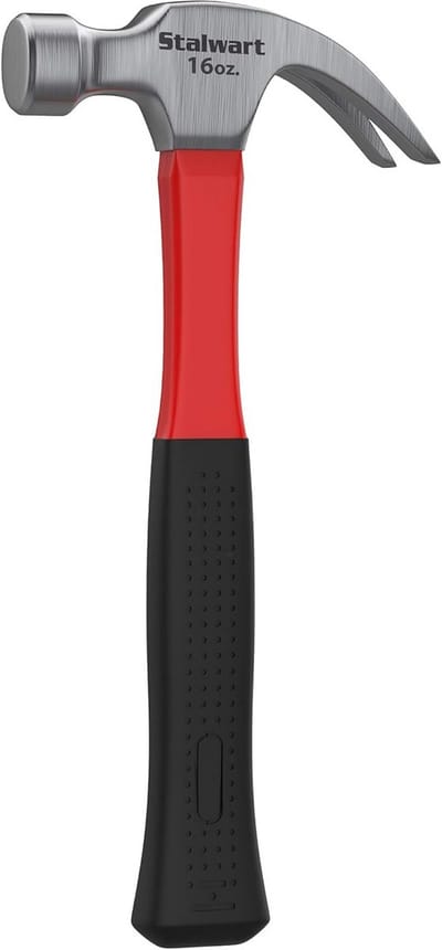 Glasvezel Klauwhamer - Hamer met Klauw - Klusprojecten Uitvoeren - Gebogen Scheurklauw - 16 oz - Rood